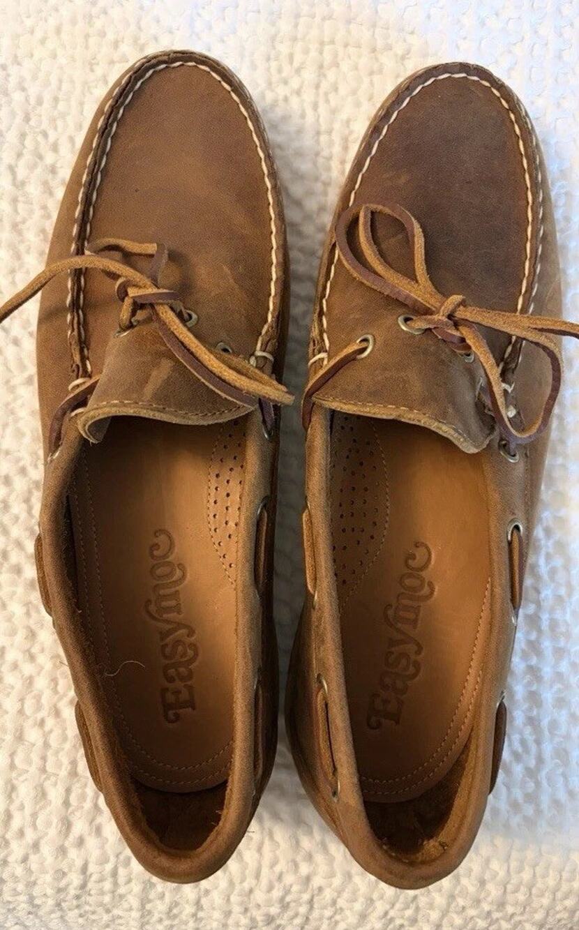 Easymoc Camp Moc Men's Brown Leather Vibram Sole Driving Mocs Sz 10 NEW $315